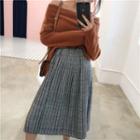 Check High-waist Pleated Skirt
