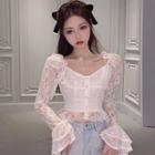 Flared-sleeve Lace Blouse