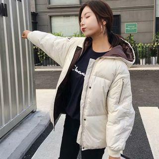 Contrast Lining Hooded Padded Jacket