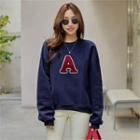 Letter Patch Brushed Fleece Pullover