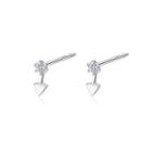 Sterling Silver Fashion Simple Geometric Triangle Stud Earrings With Cubic Zirconia Silver - One Size
