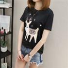 Deer Print Short-sleeve Top