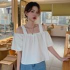 Puff Sleeve Off-shoulder Plain Top