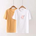 Pig Embroidered Short Sleeve T-shirt