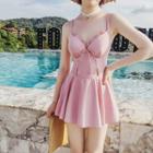 Spaghetti Strap Frill-trim Swim Dress