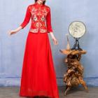 3/4-sleeve 2-piece Chinese Wedding Cheongsam