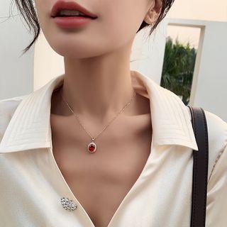 Gemstone Necklace Red - One Size