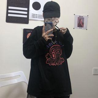 Long-sleeve Octopus Print T-shirt
