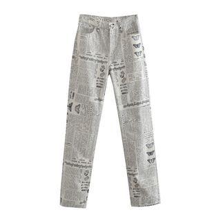 Mid Rise Lettering Jeans