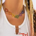 Heart Rainbow Alloy Choker Red & Yellow & Blue & Green - One Size
