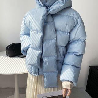 Hooded Padded Snap-button Jacket