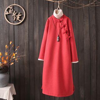 Frog-buttoned Maxi Pullover Dress