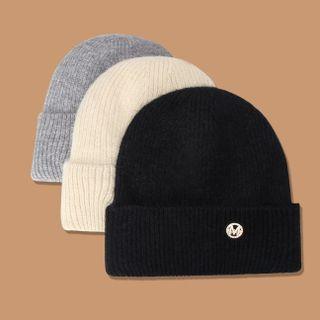 Rhinestone Lettering Knit Beanie
