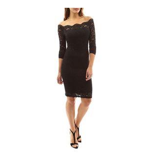 Long-sleeve Off Shoulder Lace Sheath Dress