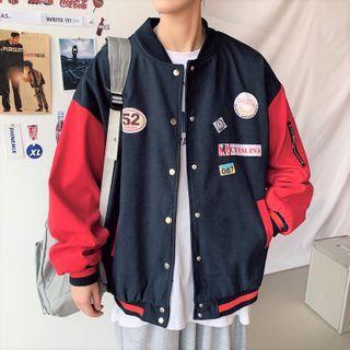 Embroidered Button-up Bomber Jacket