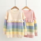 Ruffle Color Block Sweater