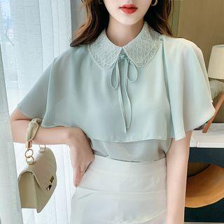 Short-sleeve Cape Blouse
