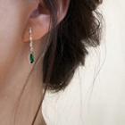 Rhinestone Alloy Dangle Earring 1 Pair - 925 Silver - Gold & Green - One Size