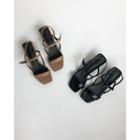 Square-toe Low-heel Strappy Sandals