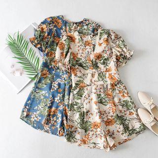 Short-sleeve Floral Romper