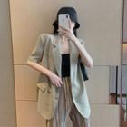 Short-sleeve Double Breasted Blazer / Striped Pants
