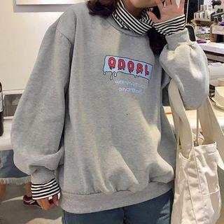 Mock Two-piece Turtleneck Printed Sweatshirt