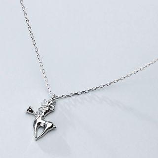 925 Sterling Silver Christmas Deer Pendant Necklace S925 Silver Necklace - One Size