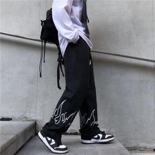 Flame Print Wide Leg Pants