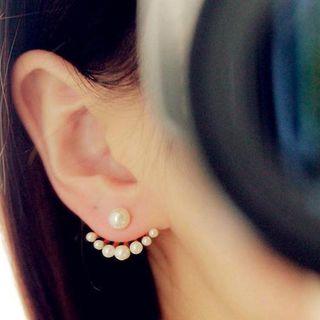 Faux Pearl Swing Earring 1 Pair - Gold - One Size
