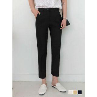 Flap-pocket Straight-cut Dress Pants