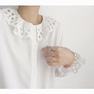 Perforated Panel Chiffon Shirt