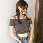 Dotted Off Shoulder Short Sleeve Top