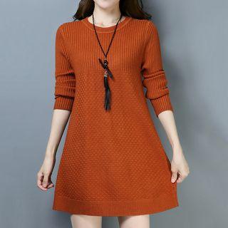 Long-sleeve A-line Mini Knit Dress
