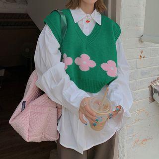 Floral Print Sweater Vest / Shirt
