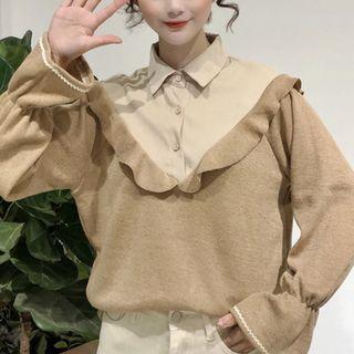 Ruffled Panel Long-sleeve Shirt
