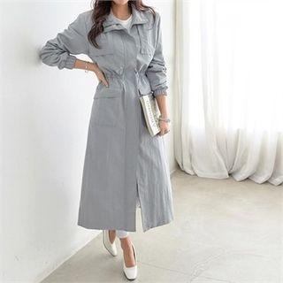 Zip-up Maxi Trench Coat