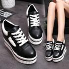 Contrast Trim Platform Hidden Wedge Sneakers