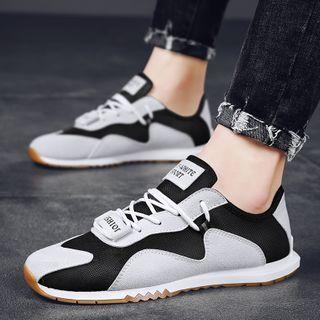 Two-tone Mesh Panel Lace-up Sneakers