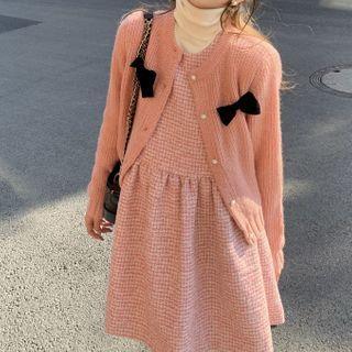 Cardigan / Long-sleeve Top / Mini A-line Pinafore Dress