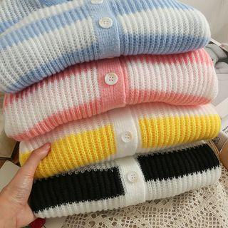 Striped V-neck Loose Cardigan