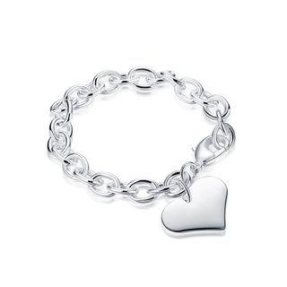 Romantic Sweet Heart Bracelet Silver - One Size