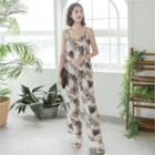 Set: Patterned Camisole Top + Band-waist Pants