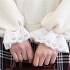 Lace-cuff Floral-embroidered Knit Top