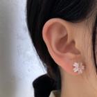 Sakura Rhinestone Glaze Earring 1 Pair - White & Pink - One Size