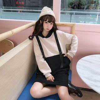 Mock Two-piece Color Block Hoodie Dress