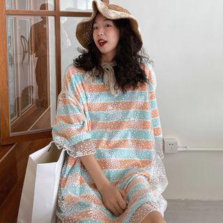 Mock Two-piece 3/4-sleeve Lace Top