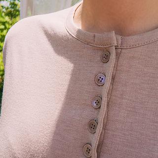 Long-sleeve Slit-side Henley