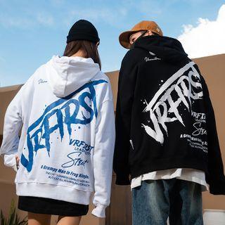 Unisex Loose-fit Printed Hooded Sweatshirt