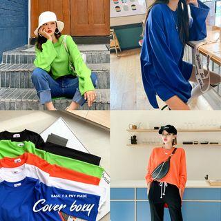 Colored Slit-side Oversized T-shirt