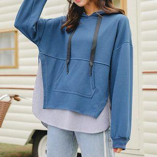 Stripe Panel Split Hoodie